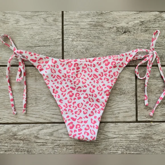 ZAFUL Leopard Side Tie Push Up Bikini Swimwear Set Sz Medium Pink Underwire NEW - Picture 7 of 9